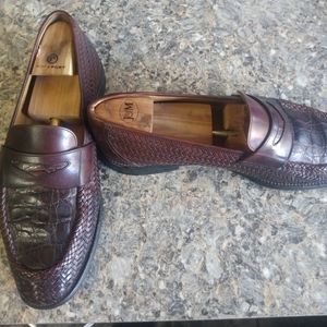 Mezlan Men Brown Woven Crocodile Dress Slipon Loafer size 11 (190)